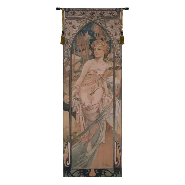 Mucha Matin Belgian Tapestry Wall Hanging - 26 in. x 74 in. Cotton/Wool/Viscose/Polyester by Alphonse Mucha