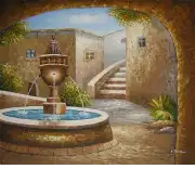 Terrace Fountain Canvas Wall Art