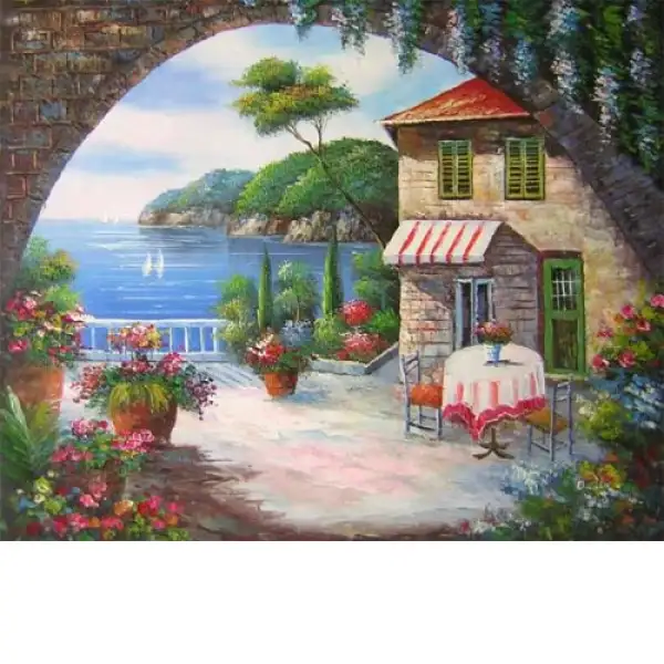 Seaside Cafe Canvas Wall Art