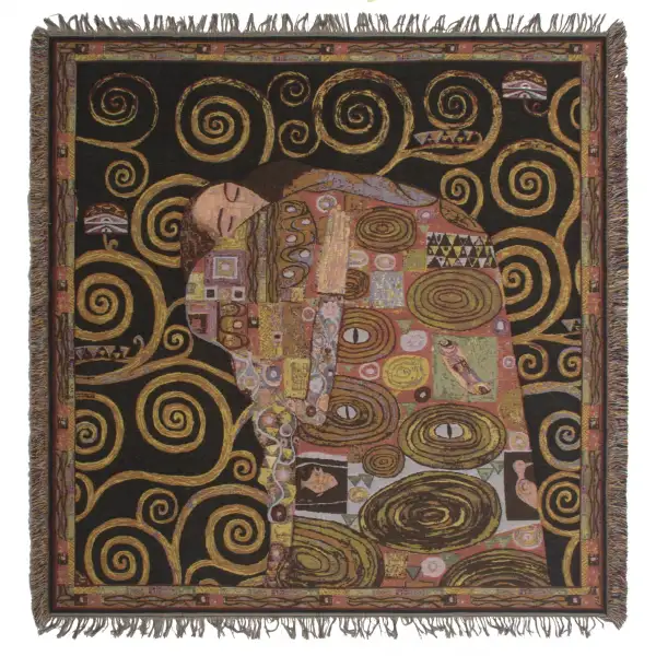 Klimt's Fulfillment Belgian Throw - 58 in. x 58 in. Cotton by Gustav Klimt