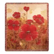 Garden Red Poppies Afghan Throw