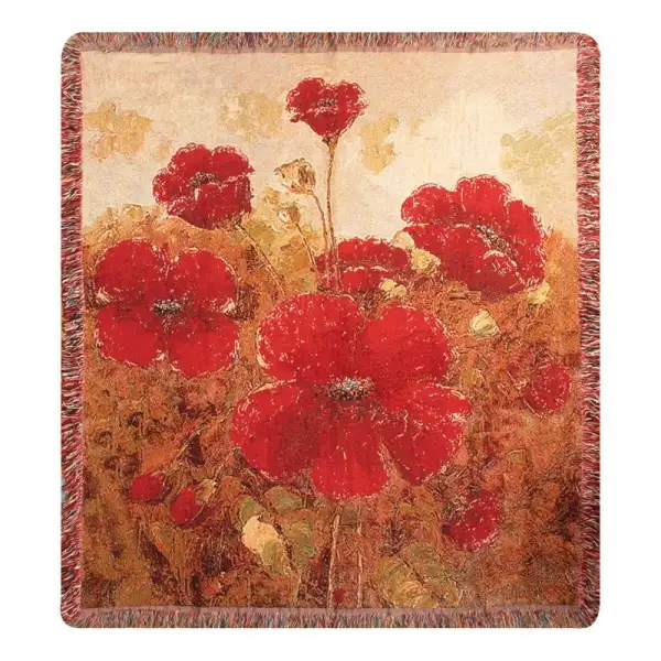 Garden Red Poppies Afghan Throws