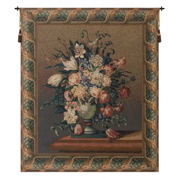 Breughel's Vase Dark Belgian Tapestry Wall Hanging - 46 in. x 56 in. Cotton/Viscose/Polyester by Jan Brueghel de Velours