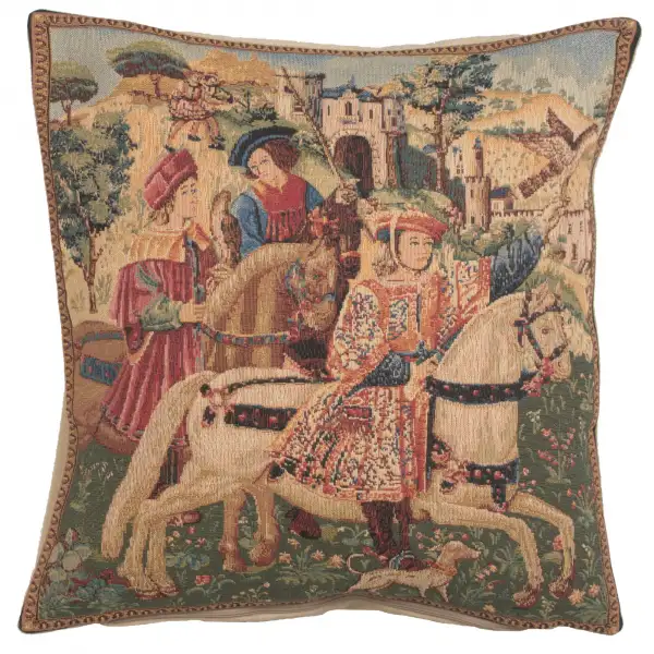 Hawking Scene Belgian Cushion Cover - 18 in. x 18 in. Cotton by Charlotte Home Furnishings