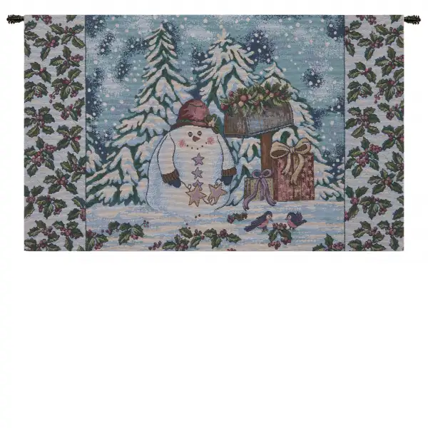 Holiday Snowman Italian Tapestry Wall Hanging