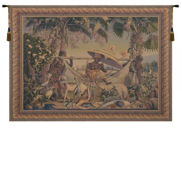 King Borne Old World Colors Belgian Tapestry Wall Hanging - 64 in. x 60 in. Cotton/Viscose/Polyester by Charles le Brun.