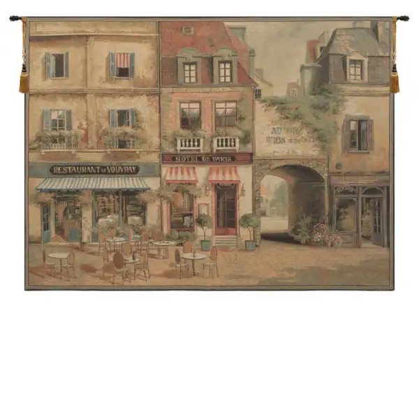 Terrasse Parisienne Belgian Tapestry Wall Hanging - 56 in. x 42 in. Cotton by Charlotte Home Furnishings