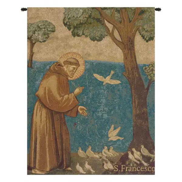 St. Francis Preaching to the Birds Italian Tapestry Wall Hanging