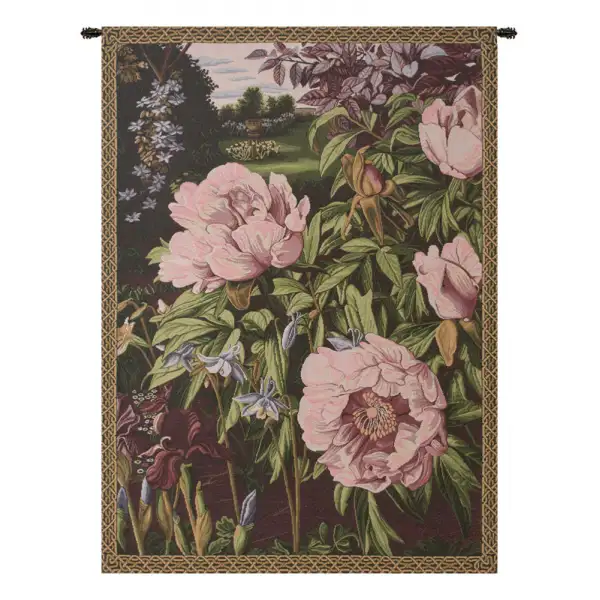 Pink Peonies Italian Tapestry Wall Hanging