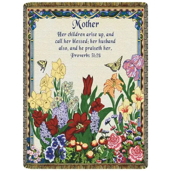 Mother Proverbs 31:28  Tapestry Throw