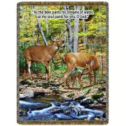 Deer - Streams of Water  Tapestry Afghan Throw