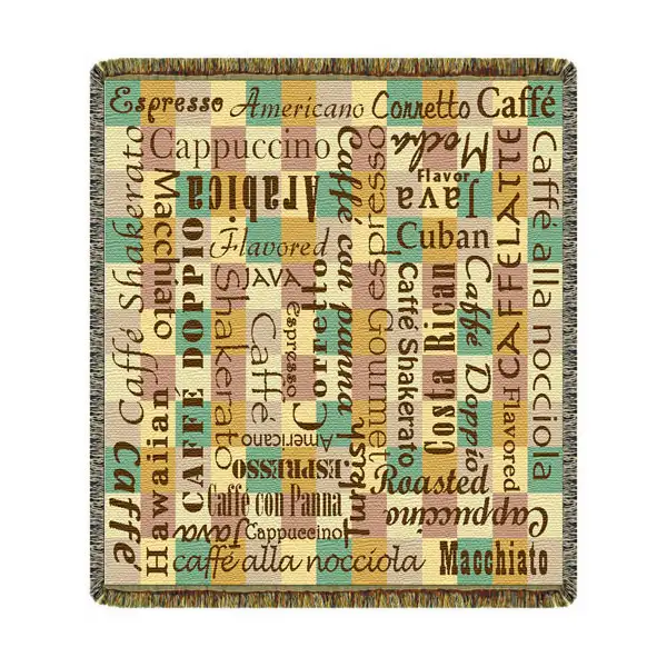 Coffee Aficionado - 50 in. x 60 in. Cotton by Charlotte Home Furnishings