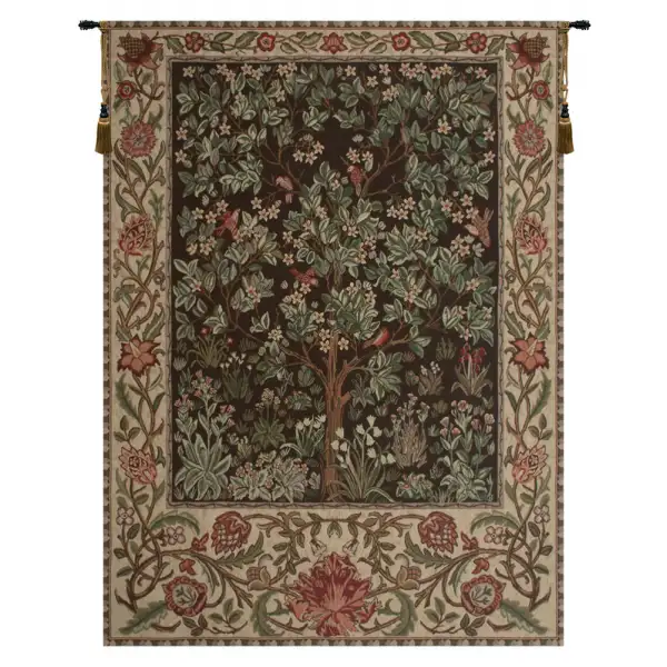 Tree Of Life - Brown Belgian Tapestry - 51 in. x 69 in. Cotton/Viscose/Polyester by William Morris