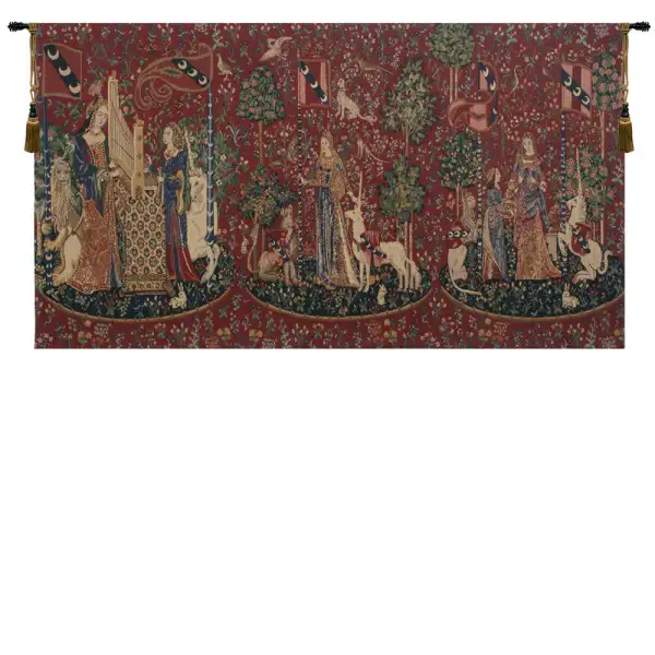 Lady And The Unicorn Series I Belgian Tapestry - 58 in. x 32 in. Cotton/Viscose/Polyester by Charlotte Home Furnishings
