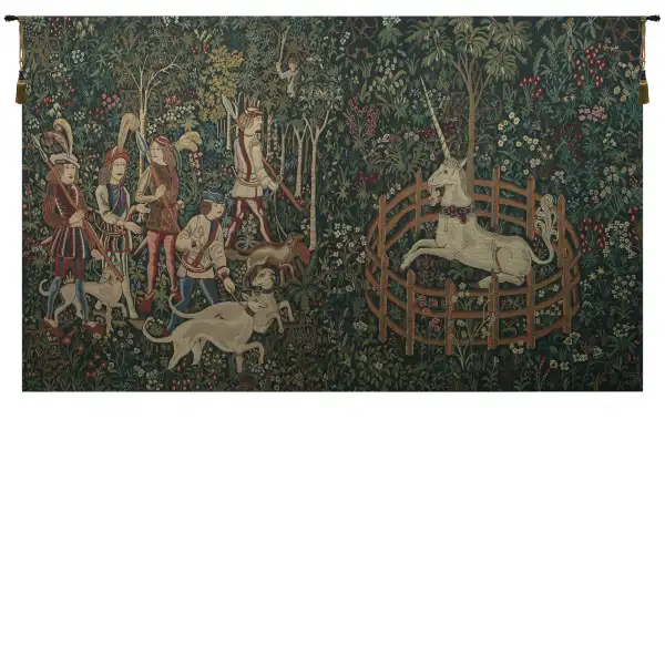 Unicorn Captive And Unicorn Hunt Belgian Tapestry - 112 in. x 68 in. Cotton/Viscose/Polyester by Charlotte Home Furnishings