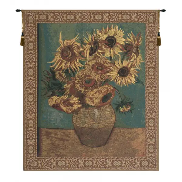 Sunflowers Belgian Tapestry - 33 in. x 40 in. Cotton/Viscose/Polyester by Vincent Van Gogh