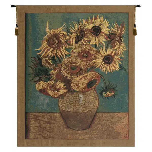 Sunflowers Gold Belgian Tapestry - 33 in. x 40 in. Cotton/Viscose/Polyester by Vincent Van Gogh