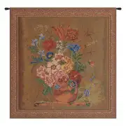 Verendael Terracotta Belgian Tapestry - 30 in. x 31 in. Cotton/Viscose/Polyester by Nicolaes Van Verendael