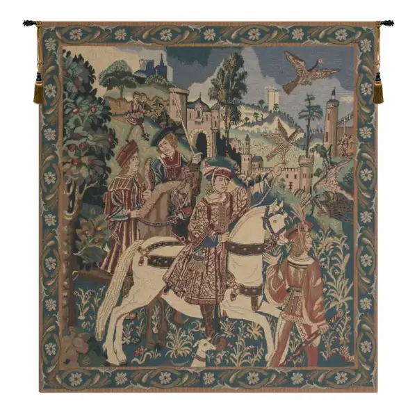 Falcon Hunt Belgian Tapestry - 33 in. x 37 in. Cotton/Viscose/Polyester by Charlotte Home Furnishings