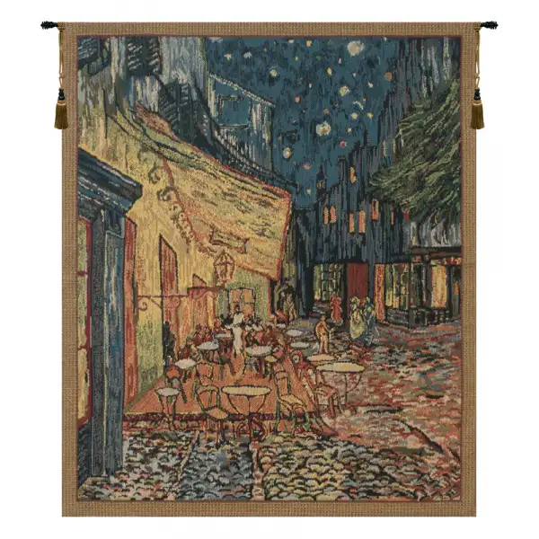 Van Gogh's Terrace Belgian Tapestry - 33 in. x 40 in. Cotton/Viscose/Polyester by Vincent Van Gogh