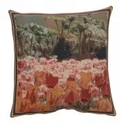Keukenhof Gardens I Belgian Cushion Cover - 16 in. x 16 in. Cotton/Viscose/Polyester by Charlotte Home Furnishings