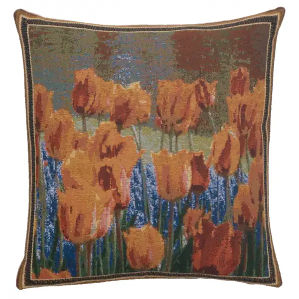 Keukenhof Gardens III Belgian Cushion Cover - 16 in. x 16 in. Cotton/Viscose/Polyester by Charlotte Home Furnishings