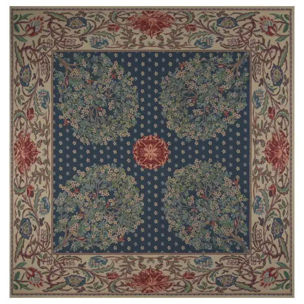 Tree Of Life - Blue Belgian Throw - 59 in. x 59 in. Cotton/Viscose/Polyester by William Morris