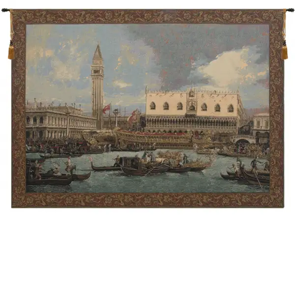 Bucintoro At The Dock Italian Tapestry - 50 in. x 37 in. Cotton/Viscose/Polyester by Canaletto