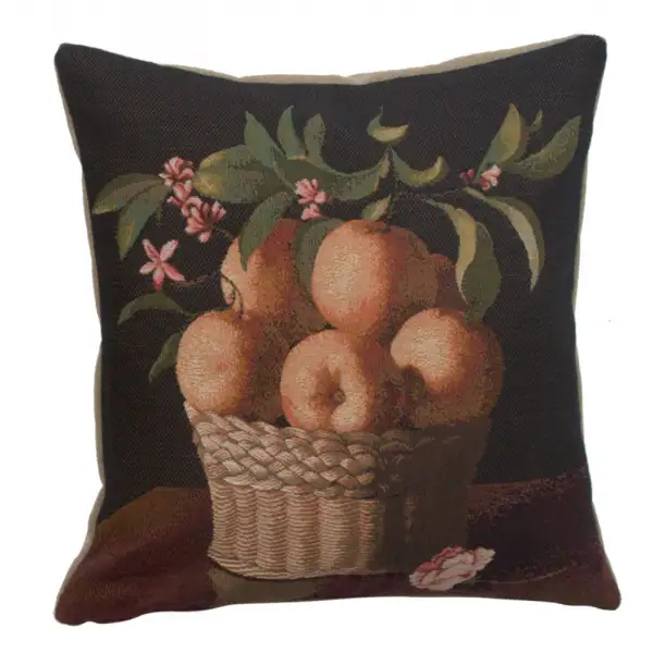 Orange Basket Cushion - 19 in. x 19 in. Cotton/Viscose/Polyester by Charlotte Home Furnishings