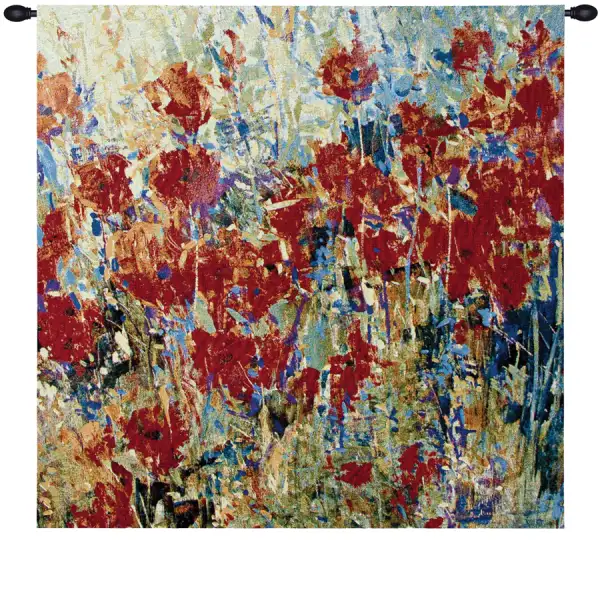 Red Poppy Field II Fine Art Tapestry