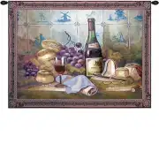 Wine Grapes And Bread Wall Tapestry - 53 in. x 38 in. Cotton/Viscose/Polyester by Charlotte Home Furnishings