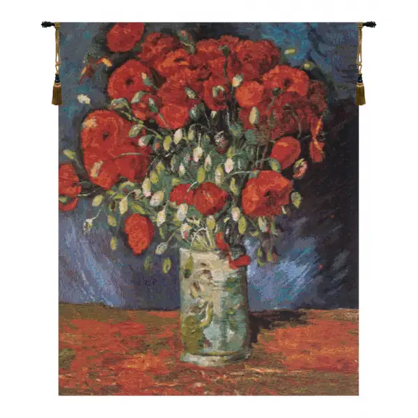 Poppy Flowers Belgian Tapestry Wall Hanging