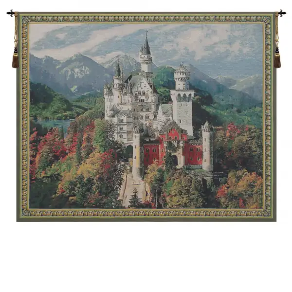 Neuschwanstein Castle Blue Belgian Tapestry Wall Hanging - 35 in. x 29 in. ACotton/viscose by Charlotte Home Furnishings