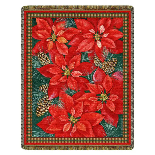 Poinsettia Tapestry Throw