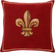 Fleurs De Lys Rouge  French Couch Pillow Cushion