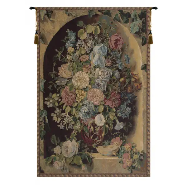 Large Flowers Piece Italian Tapestry - 37 in. x 54 in. Cotton/Viscose/Polyester by Pauline Von Koudelka-Schmerling