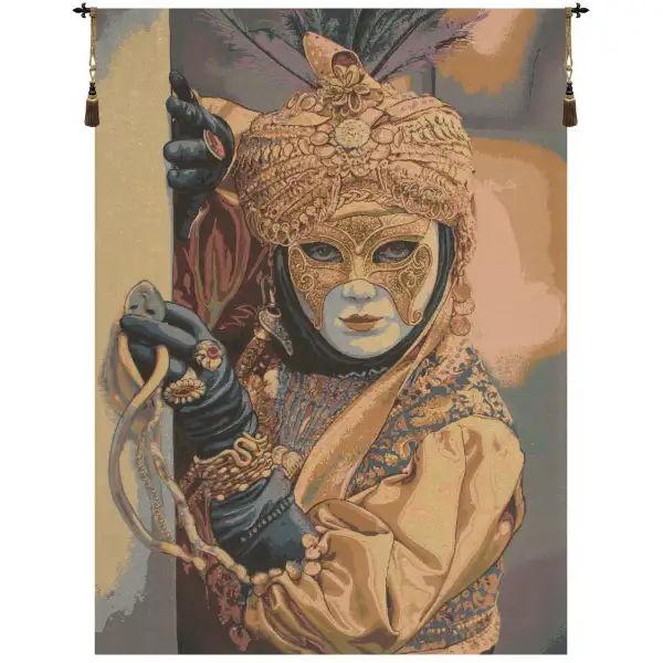 Mask On The Foreground Italian Tapestry - 39 in. x 54 in. Cotton/Viscose/Polyester by Silva