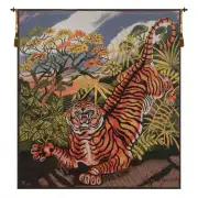 Ligabue Tiger Italian Tapestry - 50 in. x 50 in. Cotton/Viscose/Polyester by Antonio Ligabue