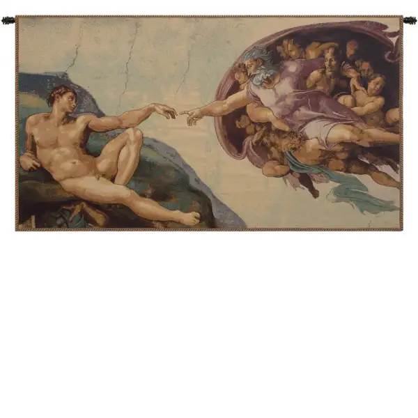 The Creation By Michelangelo Italian Tapestry - 45 in. x 26 in. Cotton/Viscose/Polyester by Michelangelo