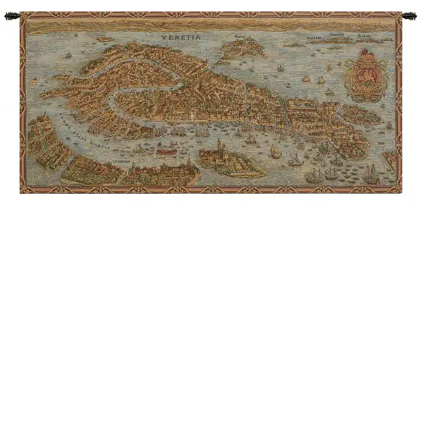 Ancient Map of Venice Horizontal Italian Tapestry Wall Hanging