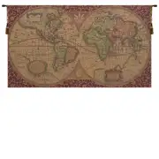 Old Map of the World Red European Tapestries