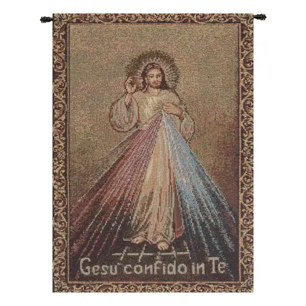 Merciful Jesus Confidant European Tapestries - 8 in. x 12 in. Cotton/viscose/goldthreadembellishments by Charlotte Home Furnishings