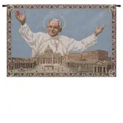 Pope John Paul II Rome European Tapestries - 26 in. x 18 in. Cotton/Polyester/Viscose by Charlotte Home Furnishings