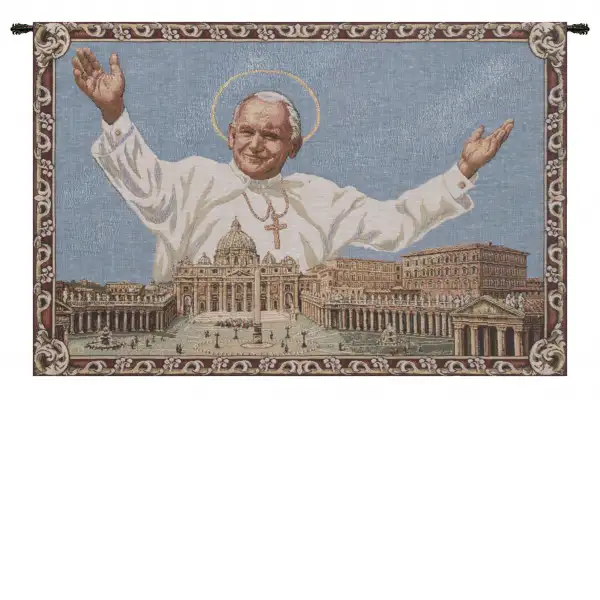 Pope John Paul II Rome European Tapestries - 26 in. x 18 in. Cotton/Polyester/Viscose by Charlotte Home Furnishings