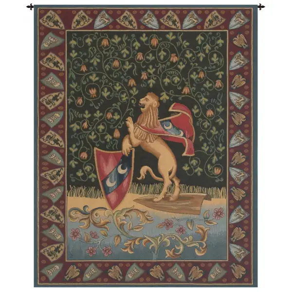 Lion Medieval Italian Tapestry - 26 in. x 33 in. Cotton/Viscose/Polyester by Alberto Passini