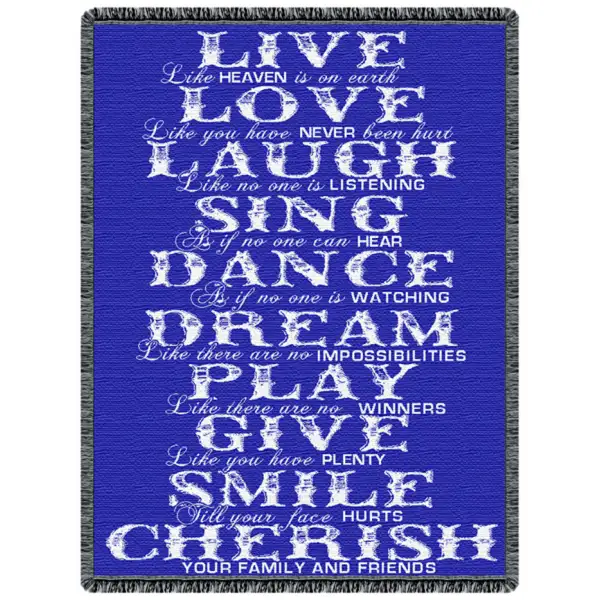 Live Love Laugh - 52 in. x 68 in. Cotton by Charlotte Home Furnishings