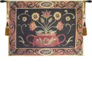 Folk Art Potted Flowers Tapestry Wall Art