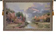 Misty Mountain Cabins Wall Tapestry - 53 in. x 34 in. Cotton/Viscose/Polyester by Charlotte Home Furnishings