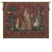 The Lady and the Organ II with Border European Tapestry Wall Hanging