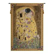 The Kiss (Yellow) Belgian Tapestry - 33 in. x 49 in. Cotton/Viscose/Polyester by Gustav Klimt